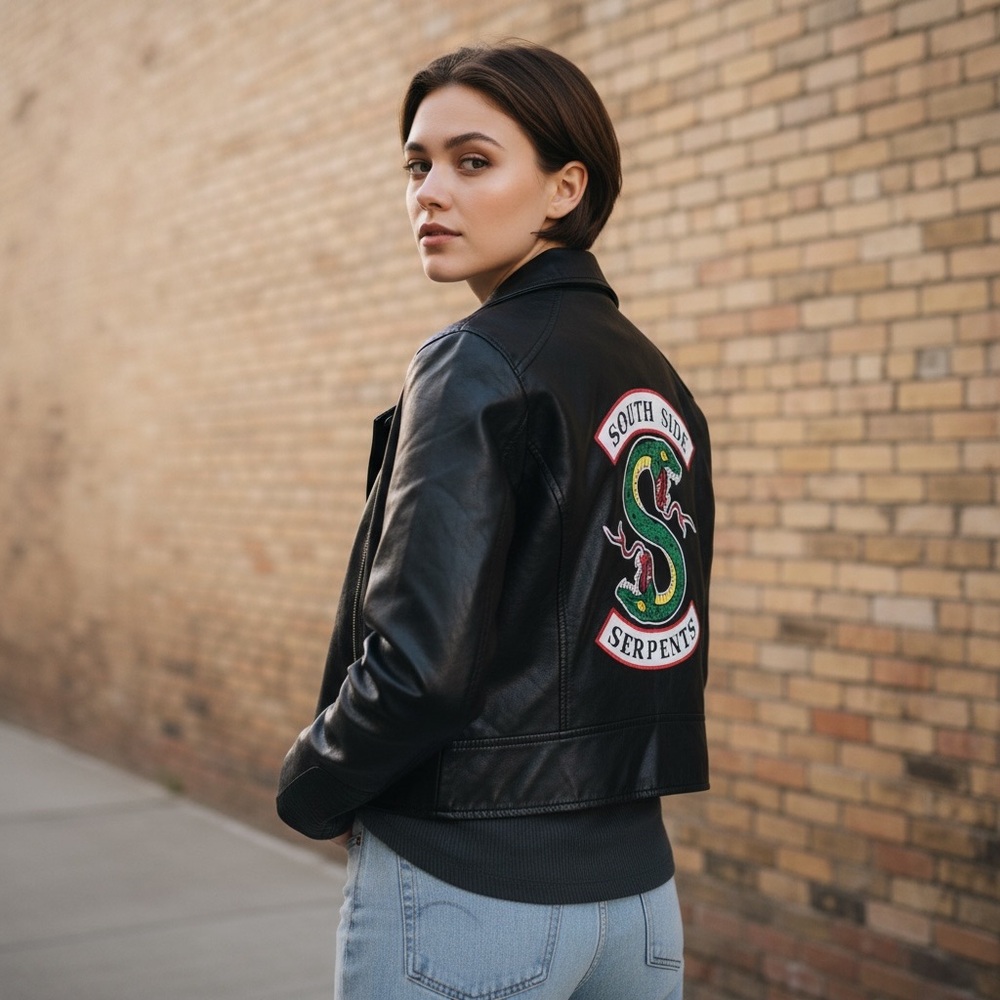 Vegan Leather Black Moto Jacket  SOUTH SIDE SERPENTS NWOT